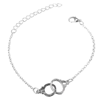 Gold Silver Alloy Handcuffs Charm Buckle Chain Bracelet Jewelry
