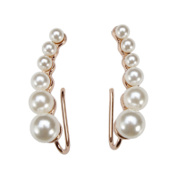 Gold Silver Plated White Pearl Ear Cuff Earrings For Women