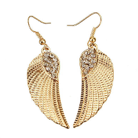Gold Silver Rhinestone Angel Wings Dangle Earring For Women