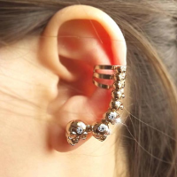 Gold Sliver Plated Punk Skull Ear Clips Earrings Jewelry