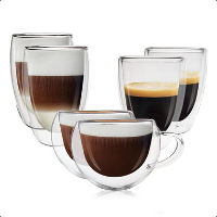 Goliving Dubbelwandige Koffieglazen   Kopjes   Glazen   Set Van 6