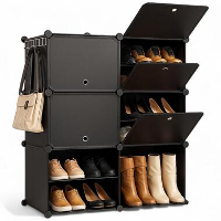 Goliving Opvouwbare Opbergkast   24 Paar   92 x 82 cm   Schoenenkast   Zwart