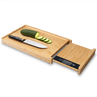 Goliving Snijplank met Uitschuifbare Keukenweegschaal   Bamboe   40 tot 56 cm