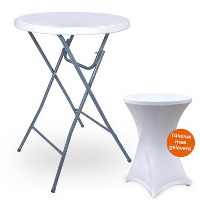 Goliving Statafel   Inclusief Statafelhoes   Inklapbaar   Ø80 x 110 cm   Wit