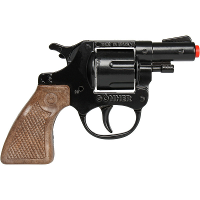 Gohner politie verkleed speelgoed revolver/pistool met kort loop   metaal/plastic   8 schots