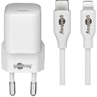 Goobay Lightning/USB C PD oplaad set Nano (20 W) oplader