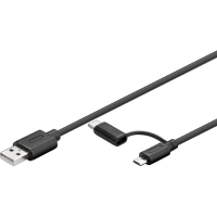 Goobay Oplaad  en synchronisatie combinatiekabel USB A > Micro USB / USB C 1 meter