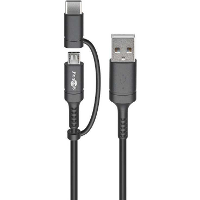 Goobay Oplaad  en synchronisatie combinatiekabel USB A > Micro USB / USB C
