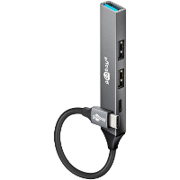 Goobay Slanke USB hub met 4 poorten, USB C naar USB C/USB A, 5 Gbit/s