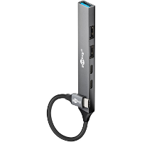 Goobay Slanke USB hub met 5 poorten, USB C naar USB C/USB A, 5 Gbit/s