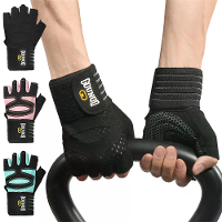 GOUNOD 1 paar workout halfvinger handschoenen ademend slijtvast verlengd bandje fitness sporthandschoenen voor halterapp