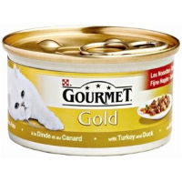 Gourmet Gold Fijne Hapjes in saus met kalkoen en eend natvoer kat (85 g) 2 trays (48 x 85 g)