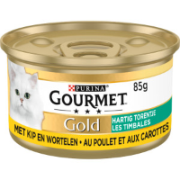 Gourmet Gold Hartig Torentje met kip en wortel natvoer kat (24x85 g) 2 trays (48 x 85 g)