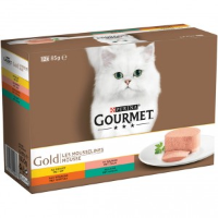 Gourmet Gold Mousse met kip, zalm, niertjes, konijn natvoer kat 1 verpakking (48 x 85 g)