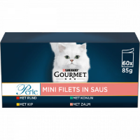 Gourmet Perle Mini Filets in saus met rund, kip, konijn, zalm natvoer kat (60 x 85 g) 60 x 85 g