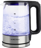 GourmetMaxx GOURMETmaxx Glas Wasserkocher LED 1,7l 2200W Edelstahl/schwarz kabellos Waterkoker Kabelgebonden Aantal/Volume: 1.7 L Zwart/RVS, Glas