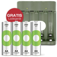 GP Aktion Gratis Ladegerät USB Modell Ladegerät GP B441 inkl. 4X AA Akku Oplaadbare AA batterij (penlite) NiMH 2100 mAh 1.2 V 1 set(s)