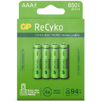 GP Batteries Oplaadbaar ReCyko NiMH AAA (12065AAAHCE C4), 4 stuks 4 stuks