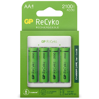 GP Batteries ReCyko Charger (USB) E411 4 slot, Incl. 4X AA 2100mAh NiMH batterijen