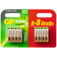 GP Batteries Super Alkaline AAA (03024ADHBC8+8), 16 stuks 1.5V