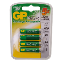 GP ReCyko+ NiMH Ready to use AAA batterijen 820mAh, 4 stuks in blister