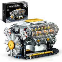 GQ 3053 MOC V8 Motor Model Bouwblokken Baksteen Assemblagekit 692PCS Uitstekende STEAM Wetenschap Onderwijs Ontdekkingss