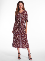 Gracila Bohemian Floral Printed Loose 3/4 Sleeve Maxi Dresses