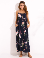 Gracila Bohemian Floral Printed Loosespaghetti Strap Women Maxi Dresses
