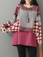 Gracila Casual Printed Double Layered Blouse
