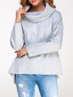 Gracila Casual Women Pure Color High Collar Long Sleeve Hoodies