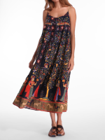 Gracila Ethnic Floral Printed Spaghetti Strap Sleeveless Women Dresses