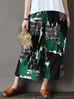 Floral Print Elastic Waist Wide Leg Pants
