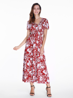Gracila Floral Printed Split Hem Bohemian Long Maxi Dresses
