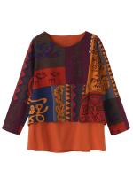 Gracila M 5xl Ethnic Printed Double Layered Women Blouses