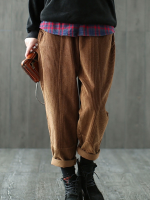 Gracila M 5xl Women Drawstring Waist Retro Corduroy Pant