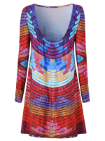 Gracila Spring Women Multicolor Striped Backless Long Sleeve Mini Dresses