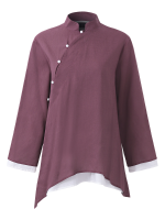 Gracila Vintage Layered Mandarin Collar Long Sleeve Women Blouses