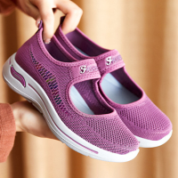 Dames ademende comfortabele mesh klittenband casual wandelschoenen
