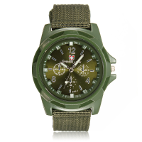 Green Canvas Army Military Analog Men Sport Quartz Wrist Watch