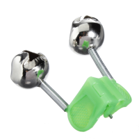 Green Outdoor Twin Bells Ring Fishing Rod Clamp Bite Lure Alarm