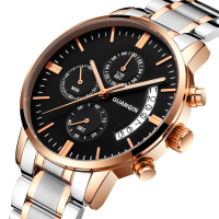 Guanqin Gs19053 Luxury Multi Function Men Quartz Watch Fashion Fine Steel Strap Wrist Watch