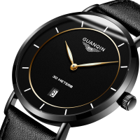 Guanqin Gs19070 Classic Luxury Simple Design Leather Watch Band Fashion Men Quartz Wrist Watch