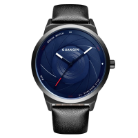 Guanqin Gs19074 Men Watch Luxury Fashion Creative Leather Strap Male Quatz Wrist Watch
