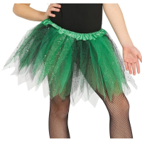 Halloween   Heksen verkleed petticoat/tutu groen/zwart glitters voor meisjes