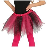 Halloween   Heksen verkleed petticoat/tutu roze/zwart glitters voor meisjes