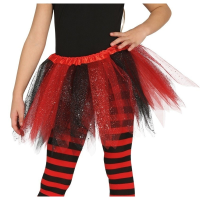 Halloween   Heksen verkleed petticoat/tutu zwart/rood glitters voor meisjes