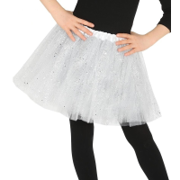 Halloween   Petticoat/tutu verkleed rokje wit glitters 31 cm voor meisjes