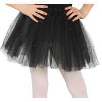 Halloween   Petticoat/tutu verkleed rokje zwart glitters 31 cm voor meisjes