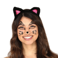 Halloween   Plak diamantjes kat/poes gezicht versiering zwart
