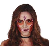 Halloween   Plak diamantjes schedel/sugarskull gezicht versiering lila paars